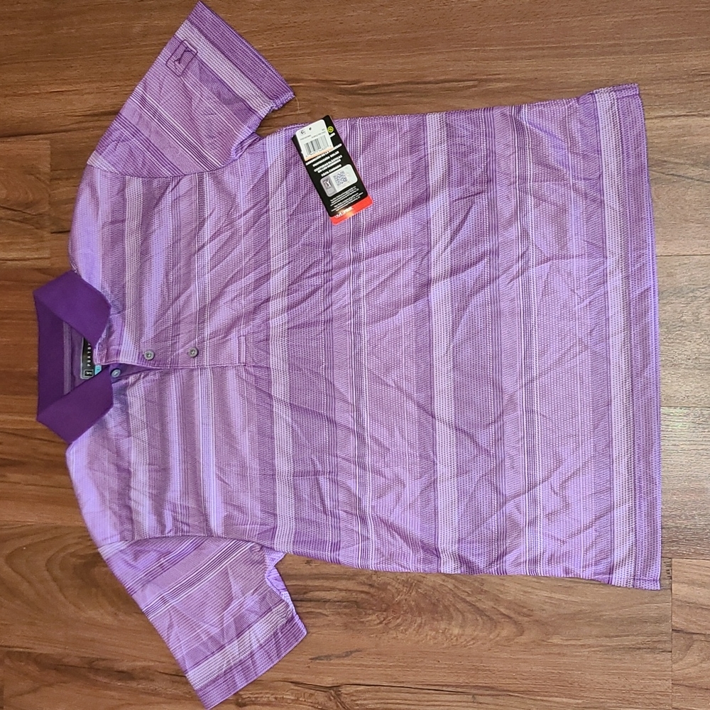 PGA purple striped golf shirt